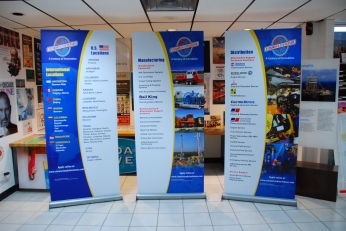 banner stands with graphics